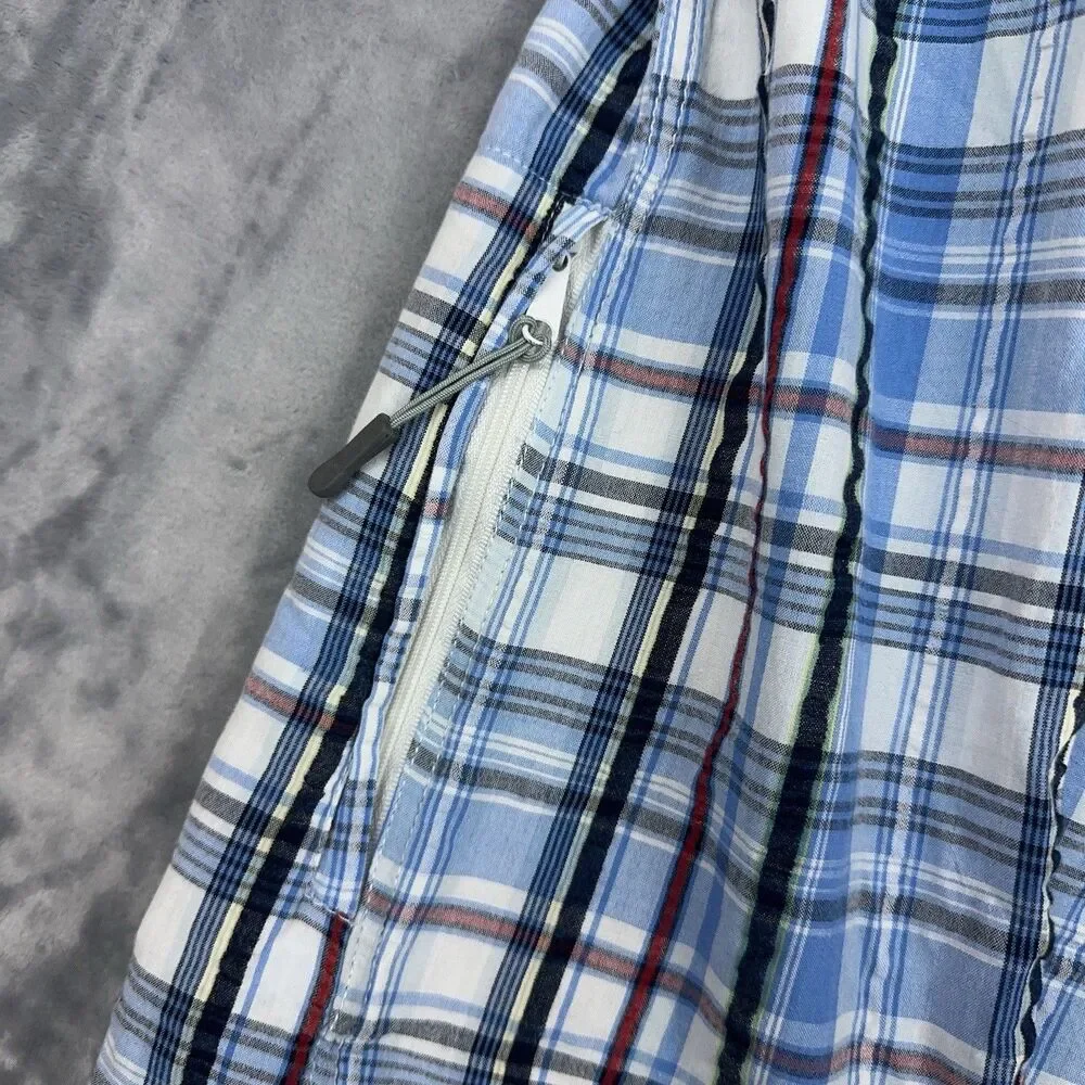 Gramicci Shirt Mens Size XXL Blue Plaid Vented Short Sleeve Button Up Hiking